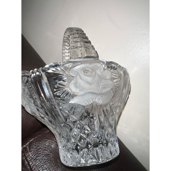 Anna Hutte Bleikristall 24% Lead Crystal Vintage Footed Basket 6"x4.5"x7"Germany - Picture 4 of 6
